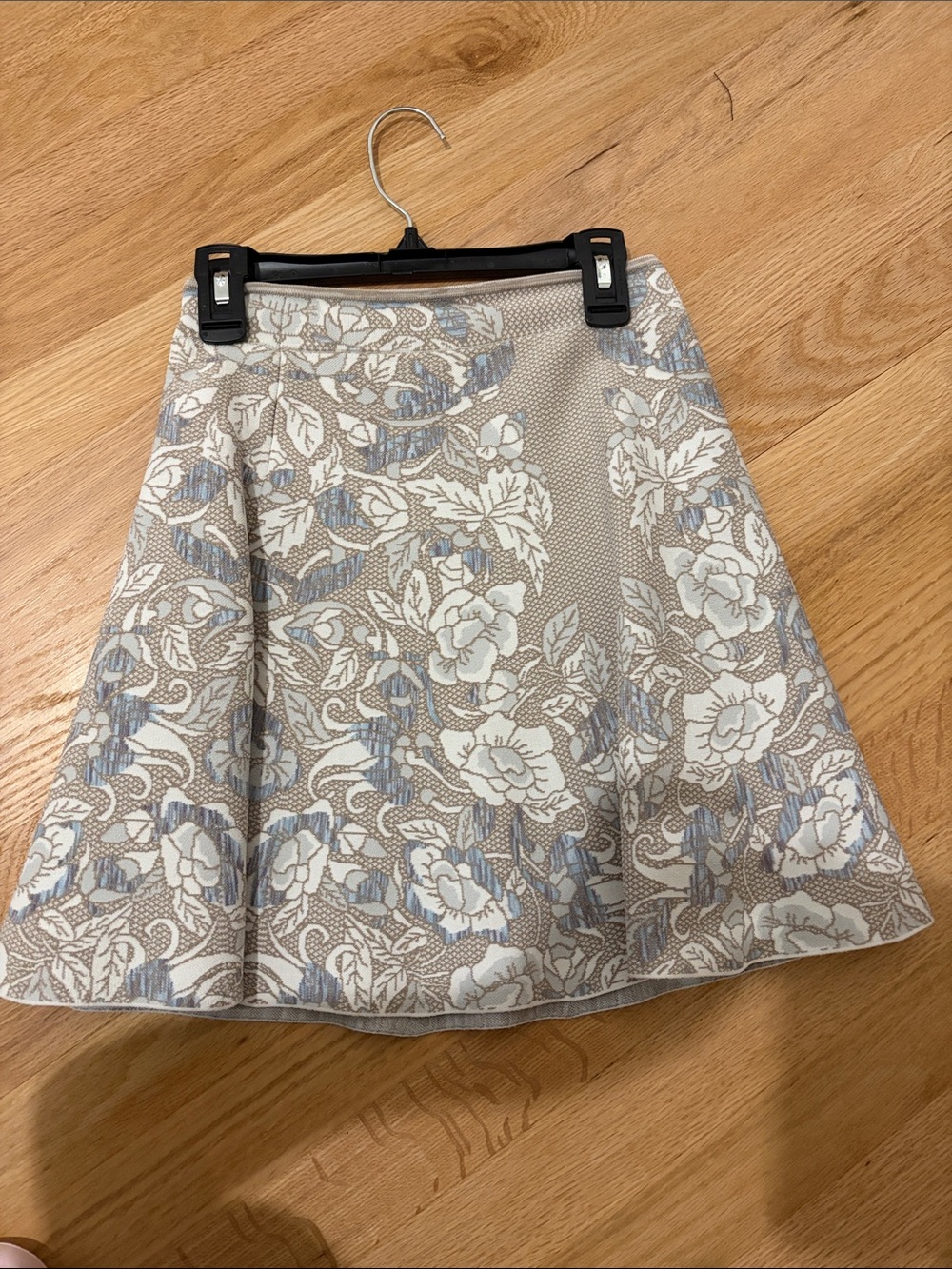 BCBGMaxAzria Floral Circle Skirt in Cream and Light Blue